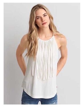 American Eagle Outfitters Ivory Fringe Camisole soft &sexy